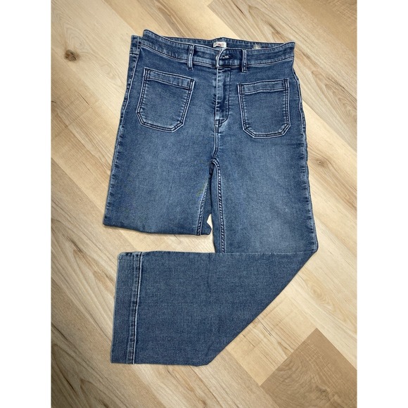 Faherty Denim - Faherty Wide Leg Jeans Womens 29 Relaxed Fit Patch Pocket Stretch Terry Denim